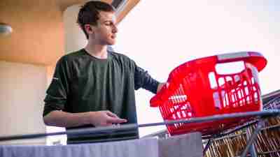 teen, laundry hamper