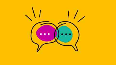 Communication icon, two bubbles of information. Chat online sign. Talk hand drawn concept. Vector illustration