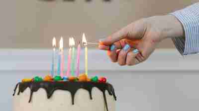Real age birthday candles on cake