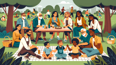 An illustration of a "chosen family," a group of people made up of non-familial bonds. Individuals with ADHD need chosen families.
