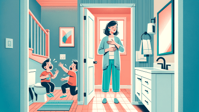 An illustration of a mother with ADHD who is regulating her emotions so she can be present for her children.