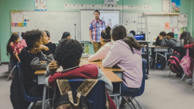 Students learn in a classroom.