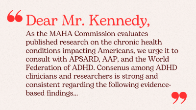 Letter to MAHA Commission director and HHS Secretary Kennedy