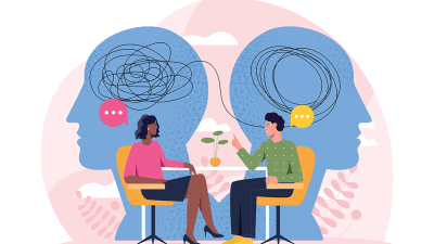 An adult speaks with their therapist about their ADHD.